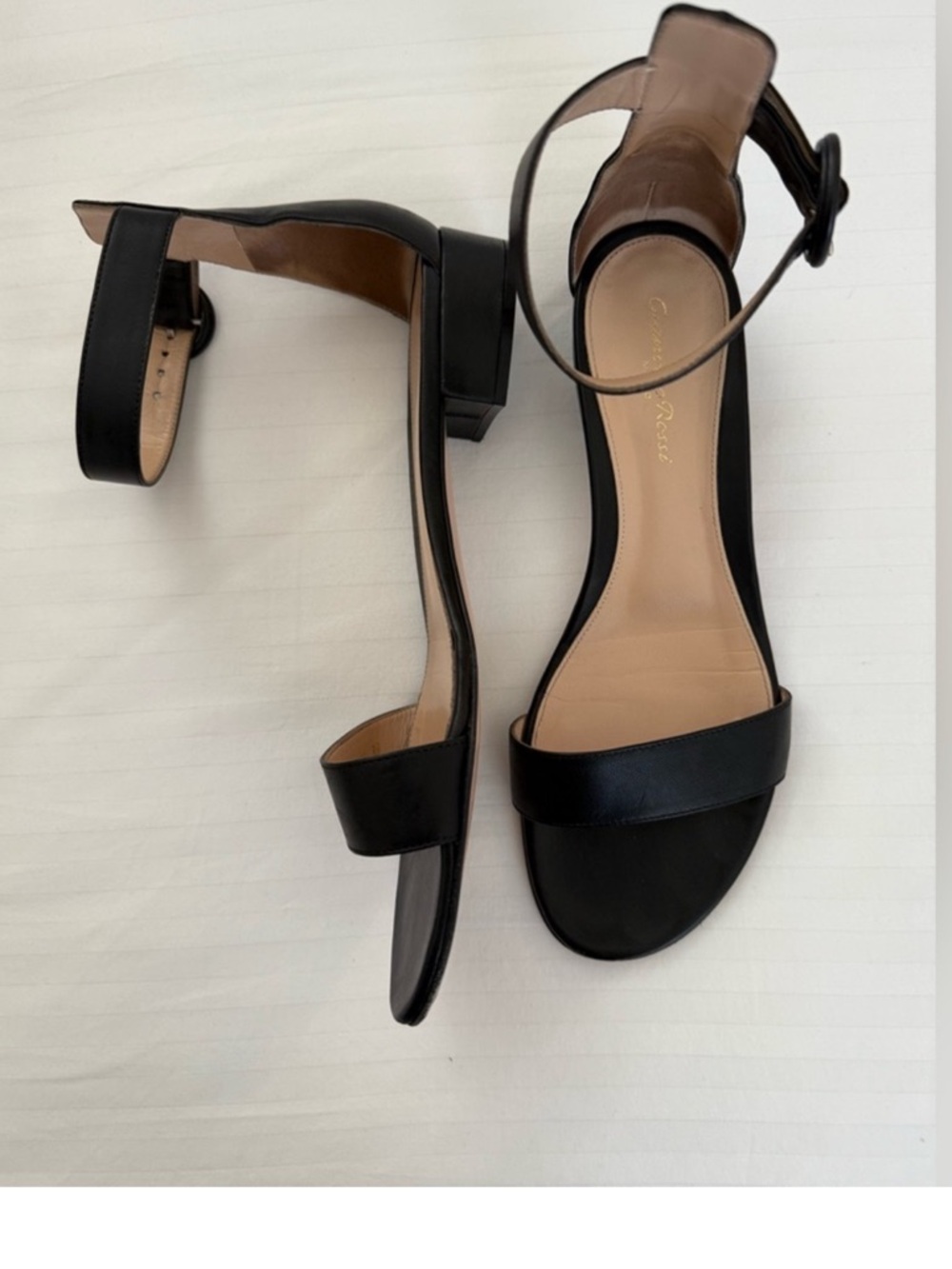 Gianvito Rossi Black Leather Portofino Flat Sandals Size EU 39 US 8.5
